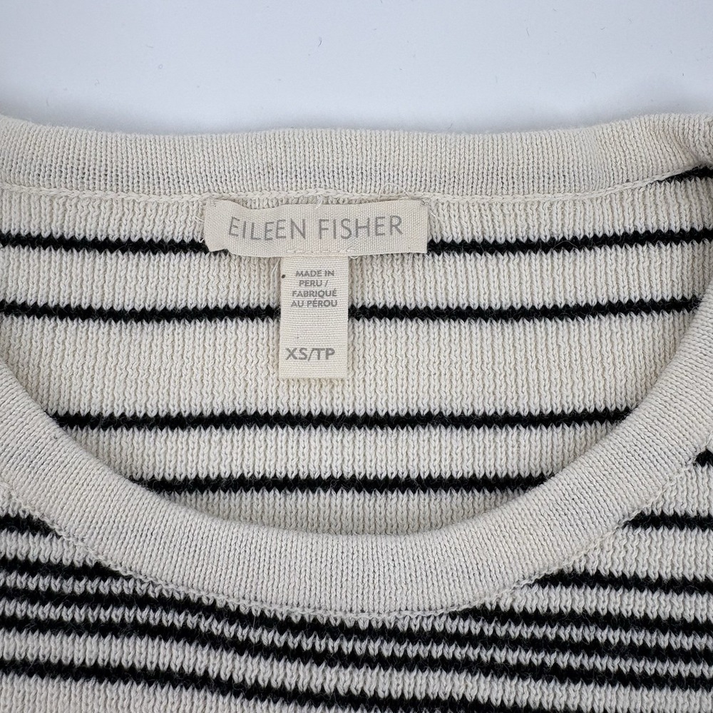 Eileen Fisher Breton Striped Organic Cotton LS Pullover XS (fits‎ like Medium) - Picture 3 of 4